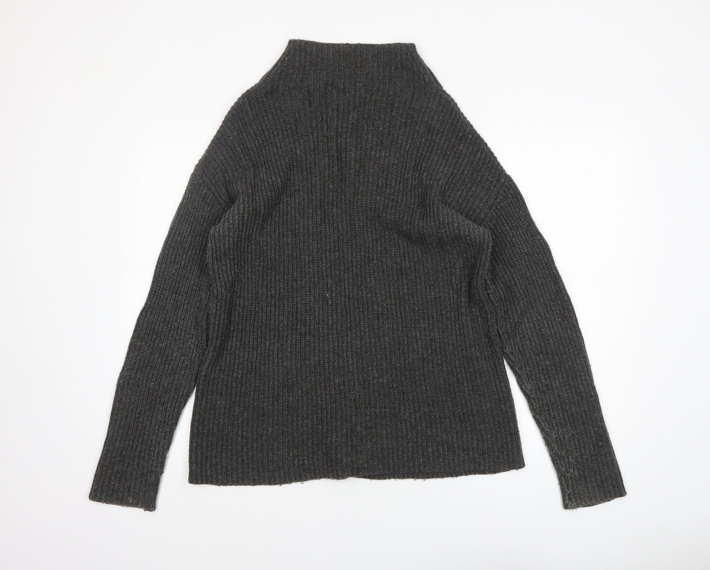 John Lewis Women Grey Wool Alpaca High Neck Cable Knit Jumper Size 10