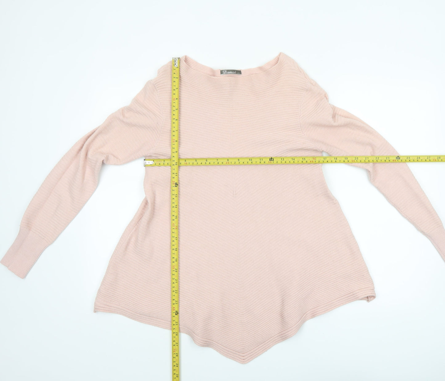 Damod Women's Pink Boat Neck Long Sleeve Knit Pullover Jumper L