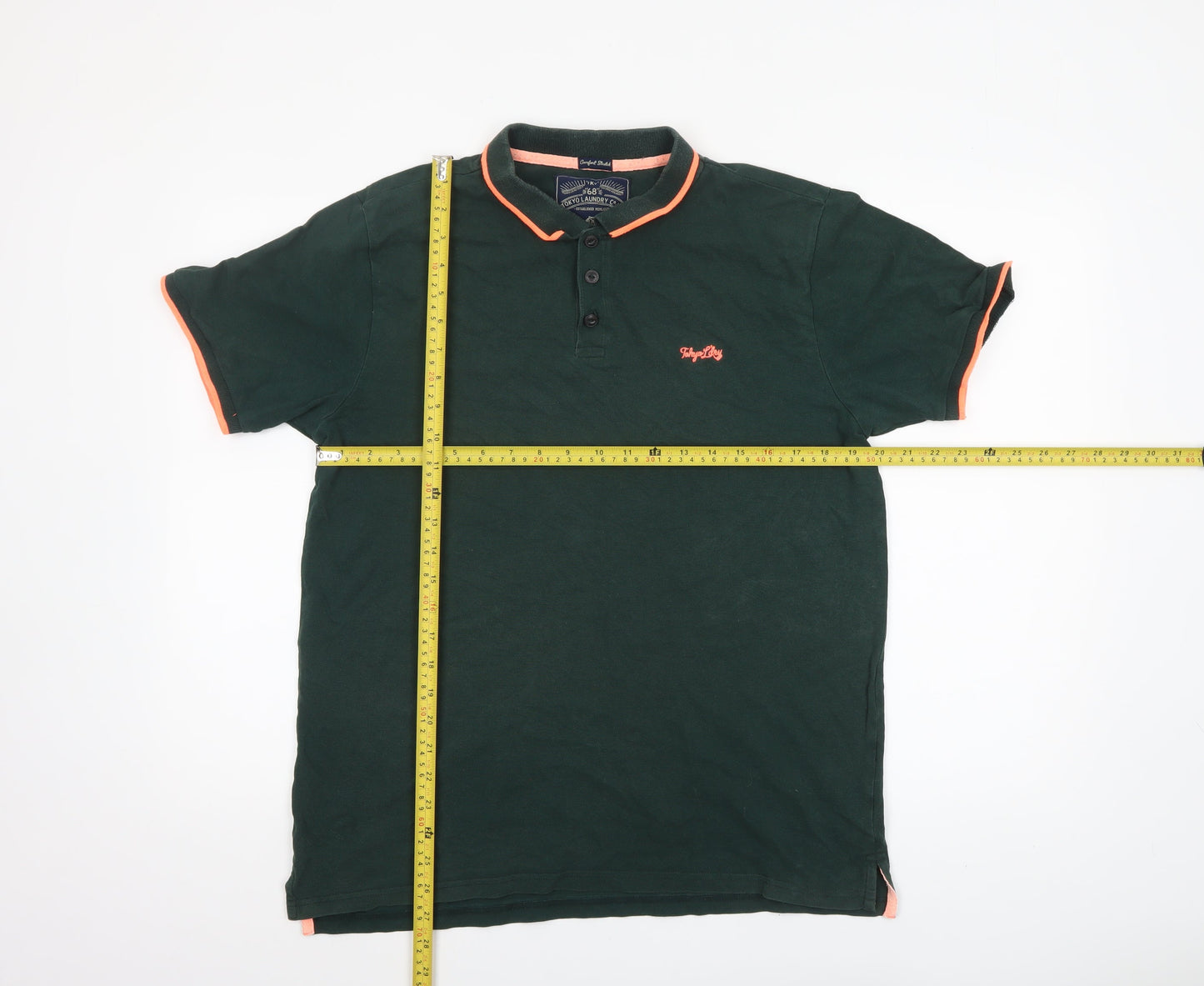 Tokyo Laundry Men's Green Collared Short Sleeve Polo Shirt L