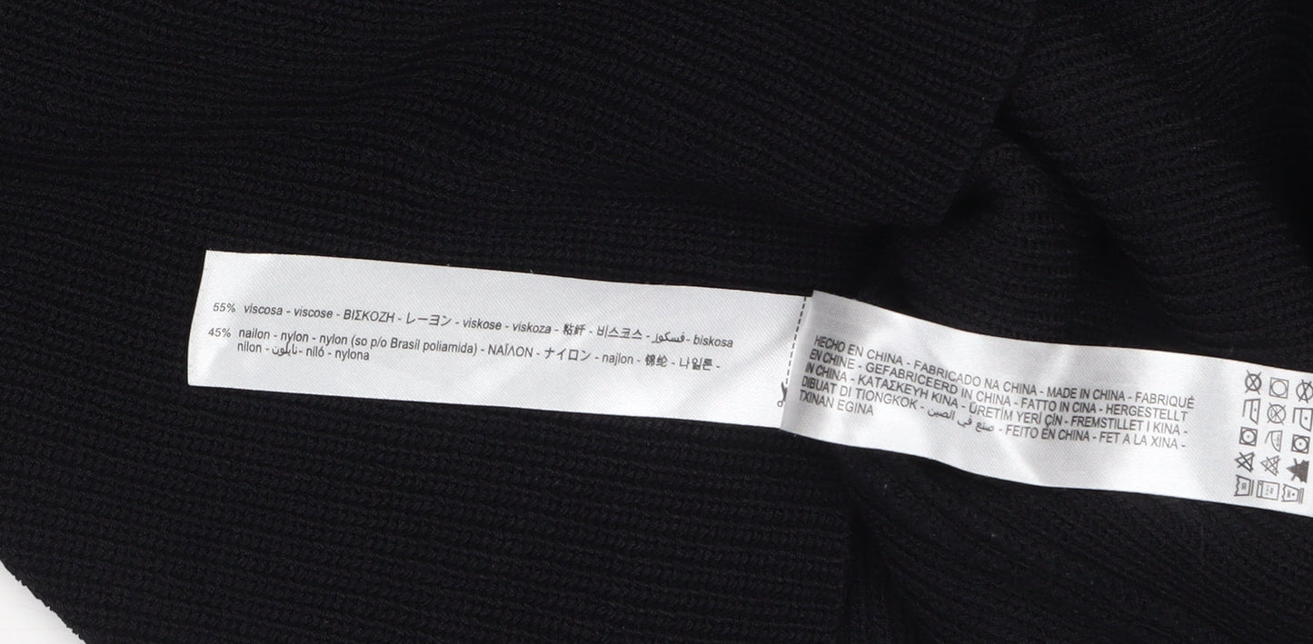 ZARA Women Black Crew Neck Knit Puff Sleeve Pullover Jumper Size 12