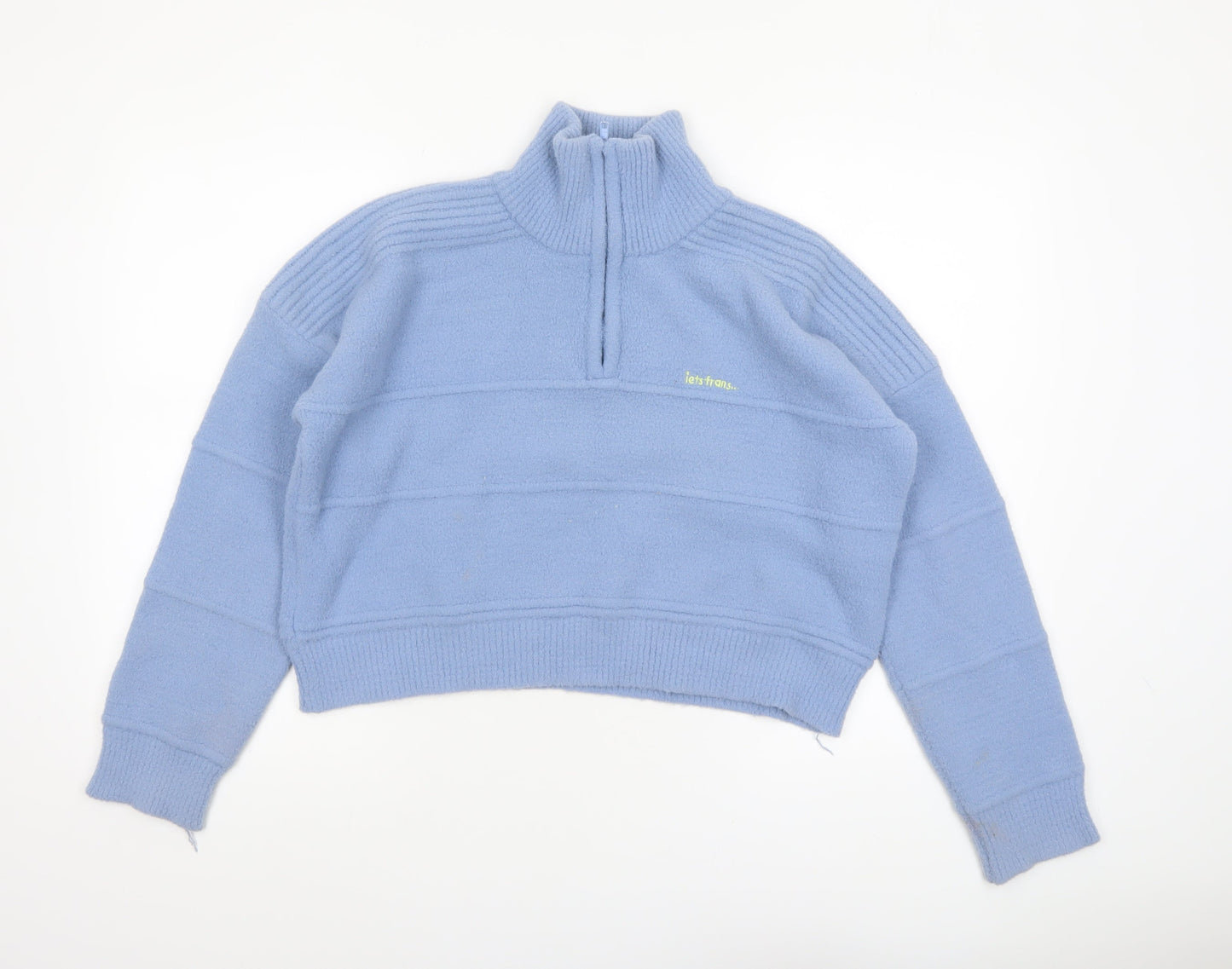 iets frans... Women’s Blue High Neck 1/4 Zip Knit Jumper Size S