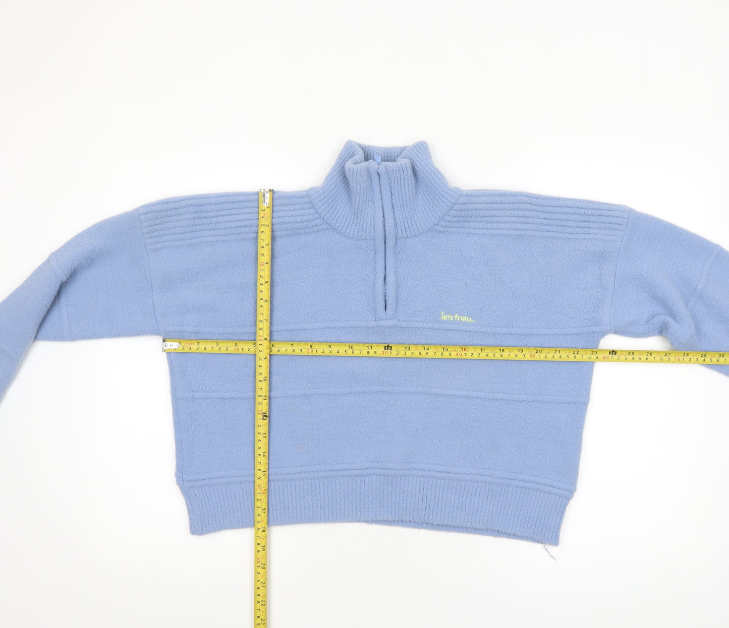 iets frans... Women’s Blue High Neck 1/4 Zip Knit Jumper Size S