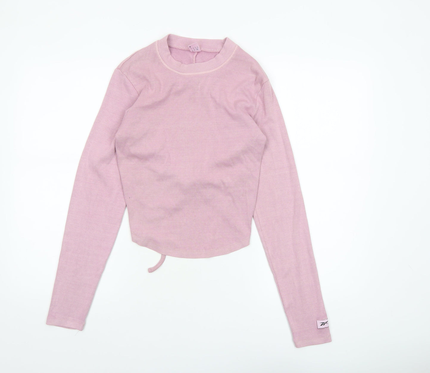 Reebok Women's Pink Cropped Long Sleeve Crew Neck Top Size S