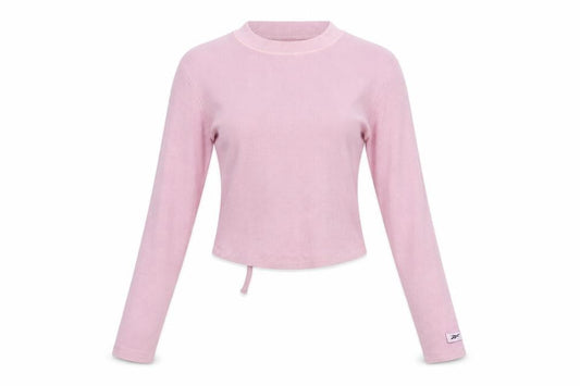 Reebok Women's Pink Cropped Long Sleeve Crew Neck Top Size S