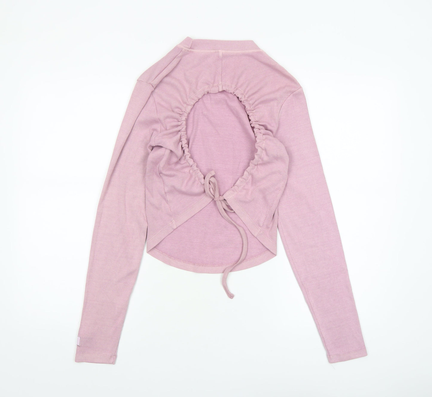 Reebok Women's Pink Cropped Long Sleeve Crew Neck Top Size S