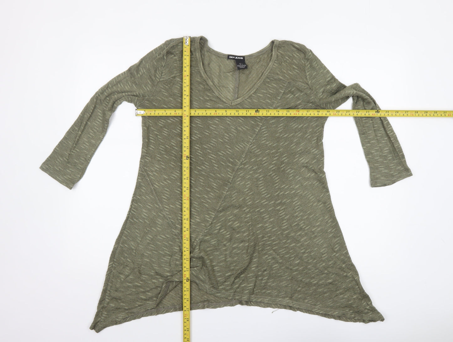 DKNY Jeans Women’s Green V-Neck Tunic Jumper Size 14