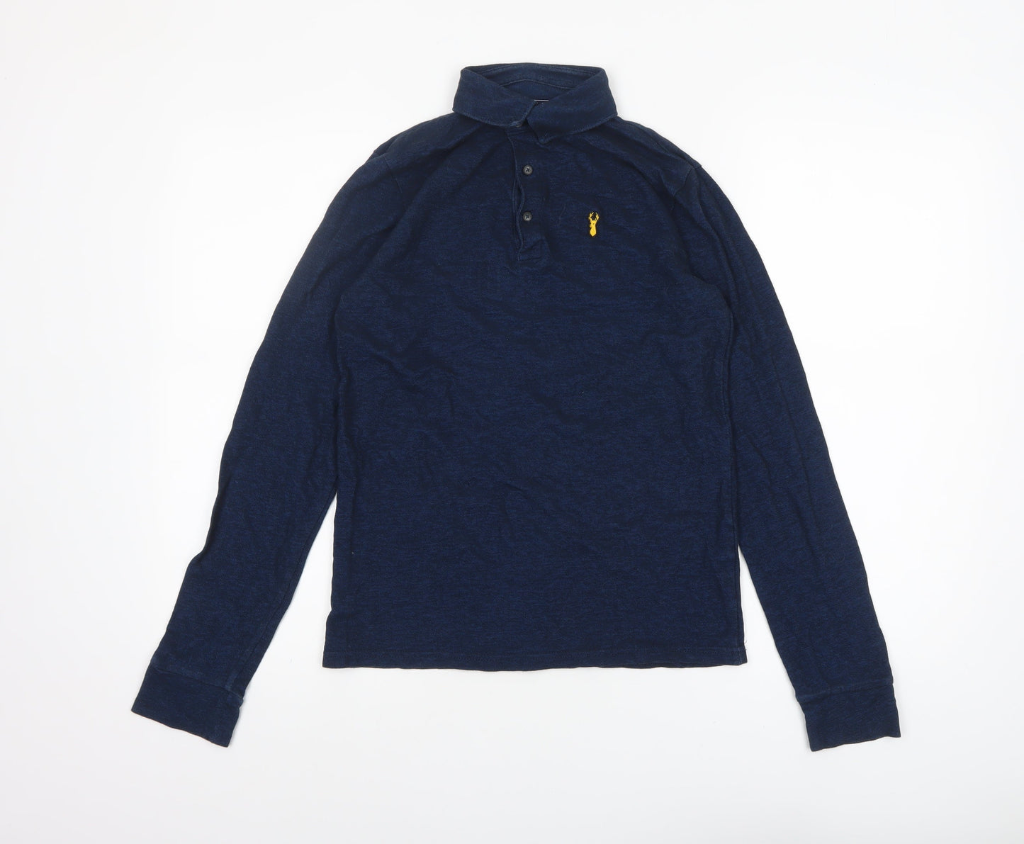 Next Boys Blue Long Sleeve Cotton Polo Shirt 13 Years