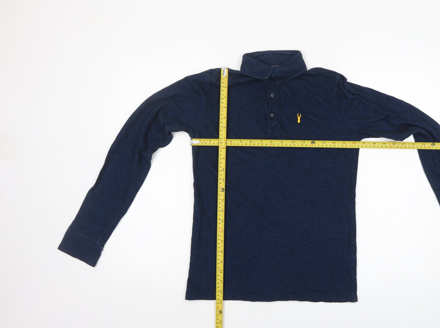 Next Boys Blue Long Sleeve Cotton Polo Shirt 13 Years