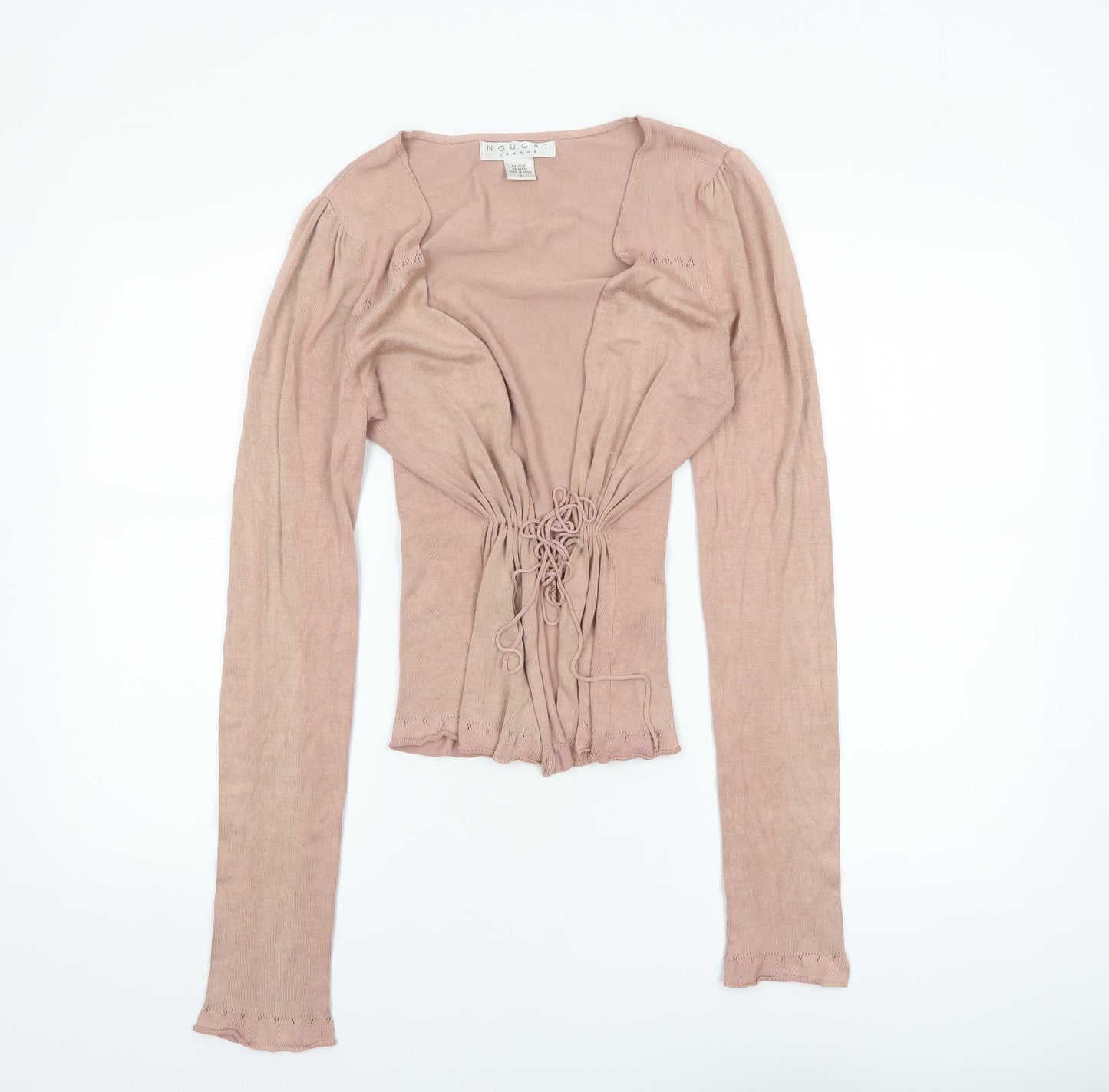 Nougat London Women’s Pink Silk Blend Tie Front Cardigan Size S
