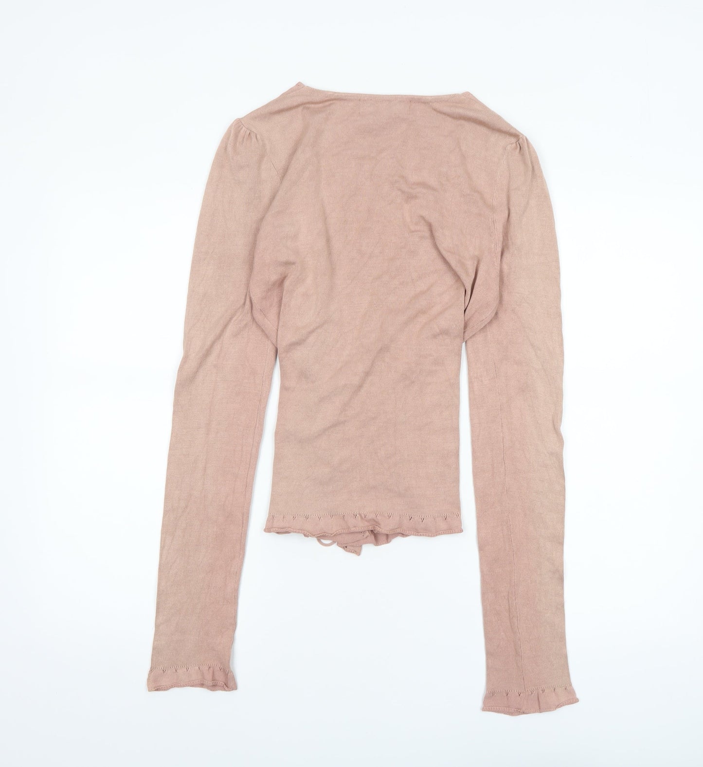 Nougat London Women’s Pink Silk Blend Tie Front Cardigan Size S