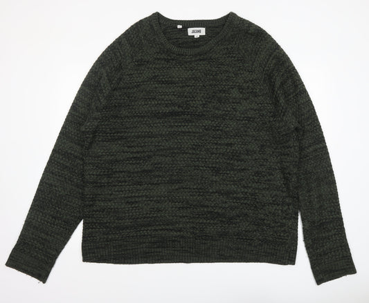 Jacamo Men Green 2XL Chunky Knit Crew Neck Pullover Jumper