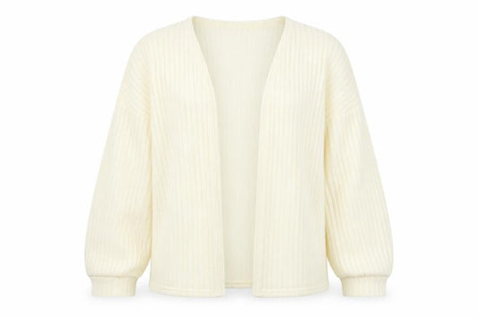 SHEIN Women’s Ivory Knit Open Cardigan Jumper L Lightweight