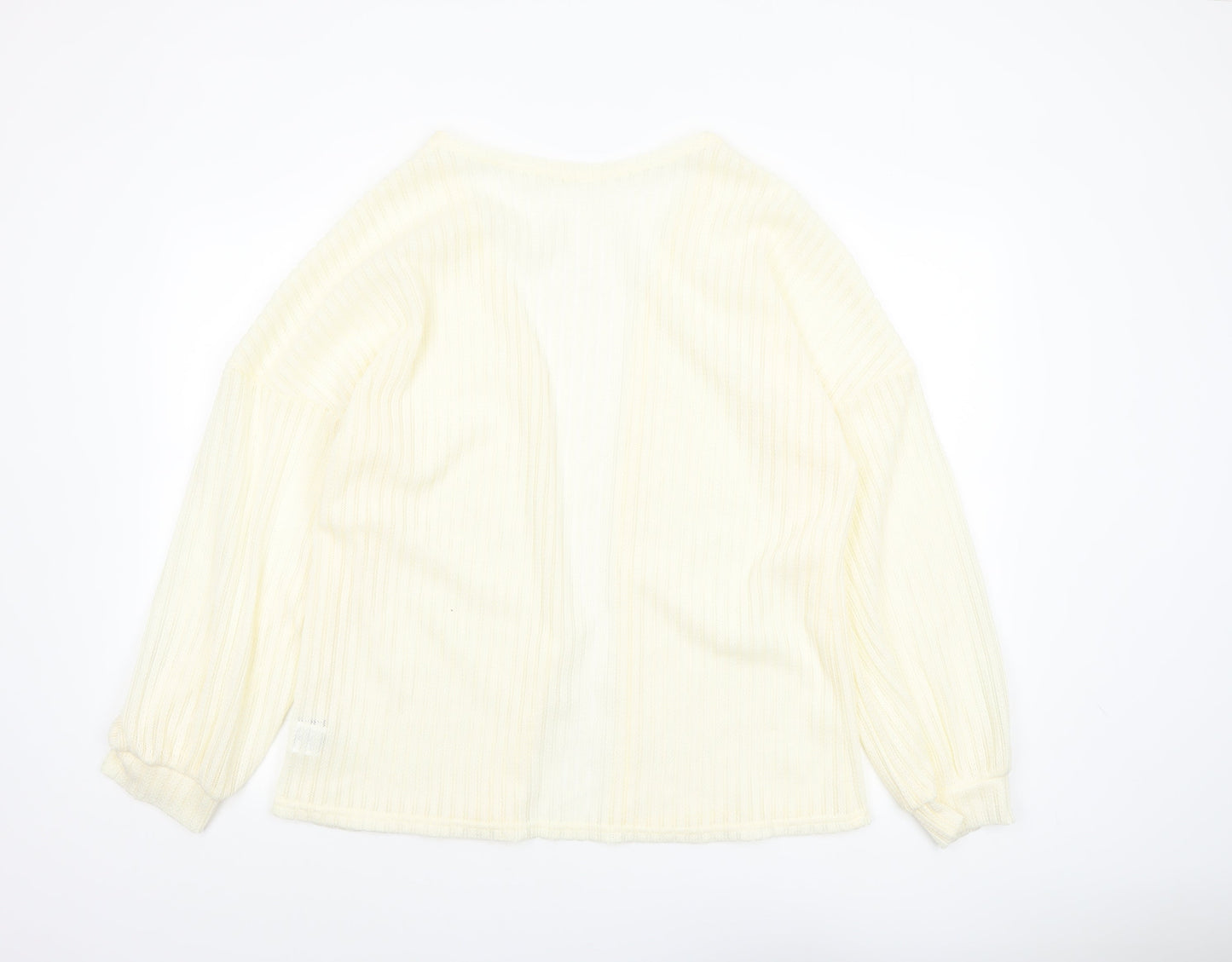 SHEIN Women’s Ivory Knit Open Cardigan Jumper L Lightweight