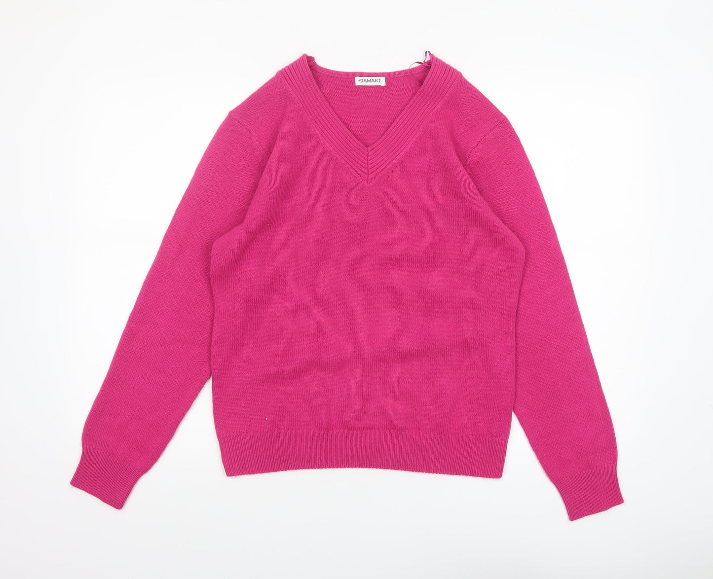 Damart Women’s Pink V-Neck Acrylic Jumper Size 10/12