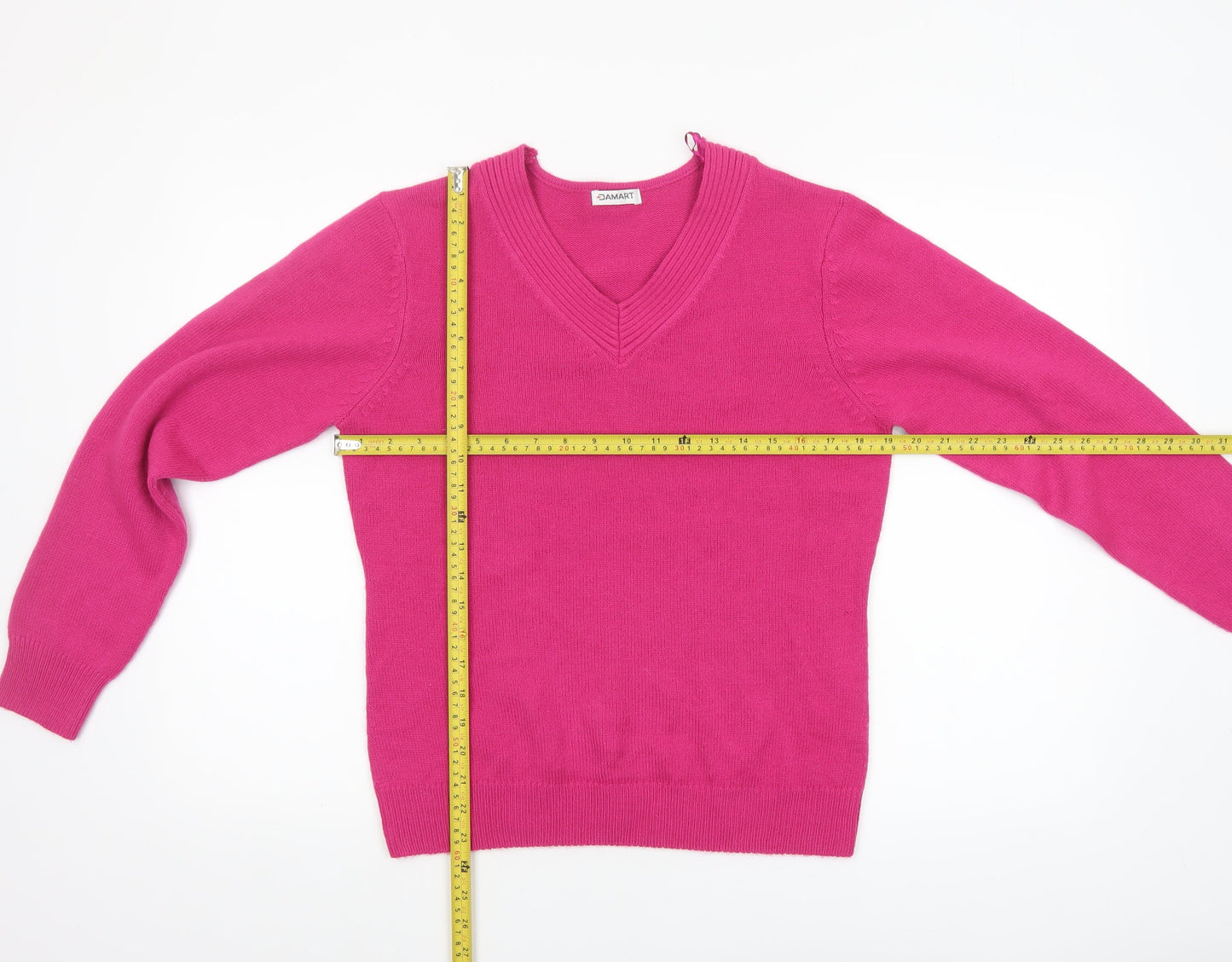 Damart Women’s Pink V-Neck Acrylic Jumper Size 10/12