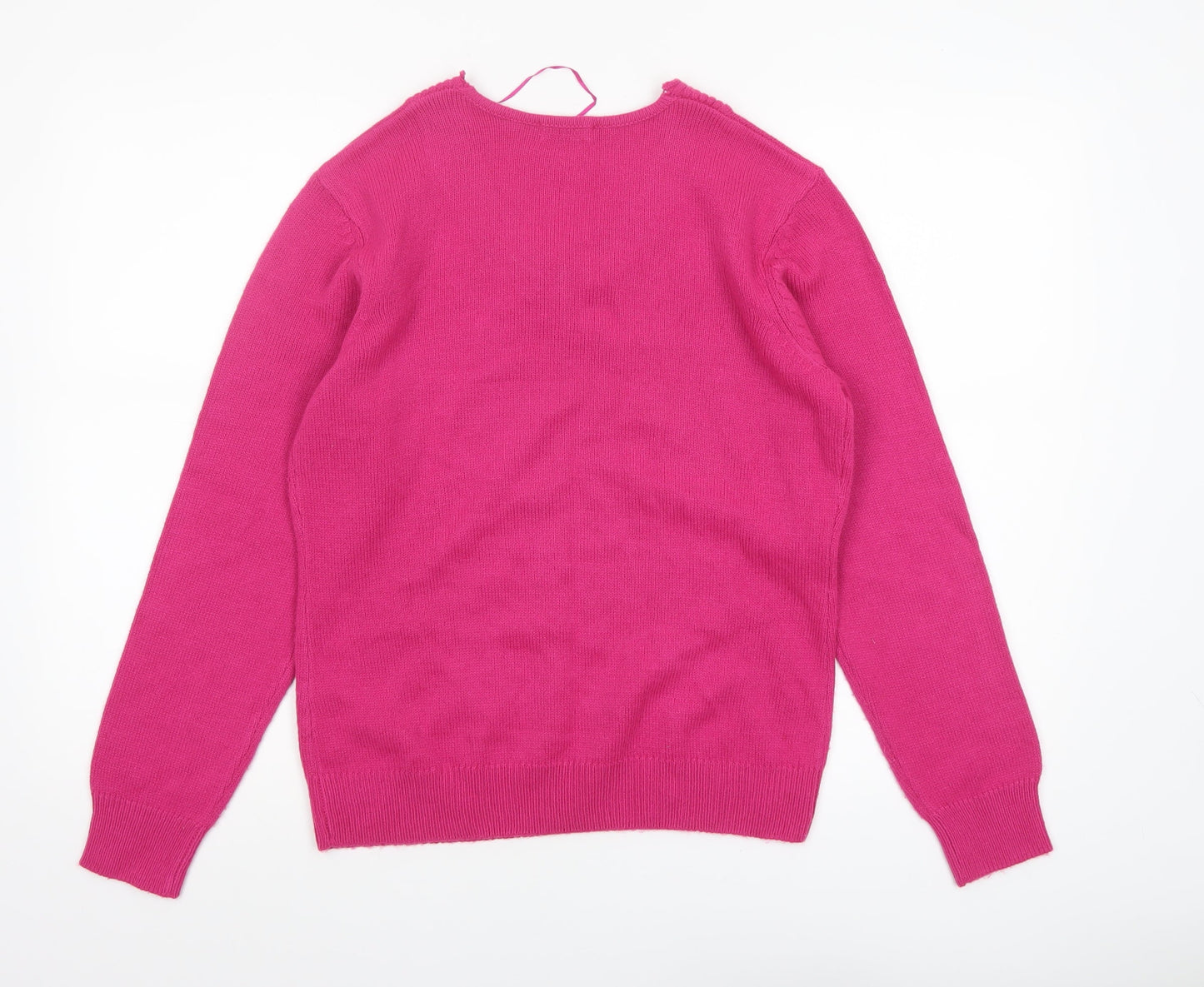 Damart Women’s Pink V-Neck Acrylic Jumper Size 10/12