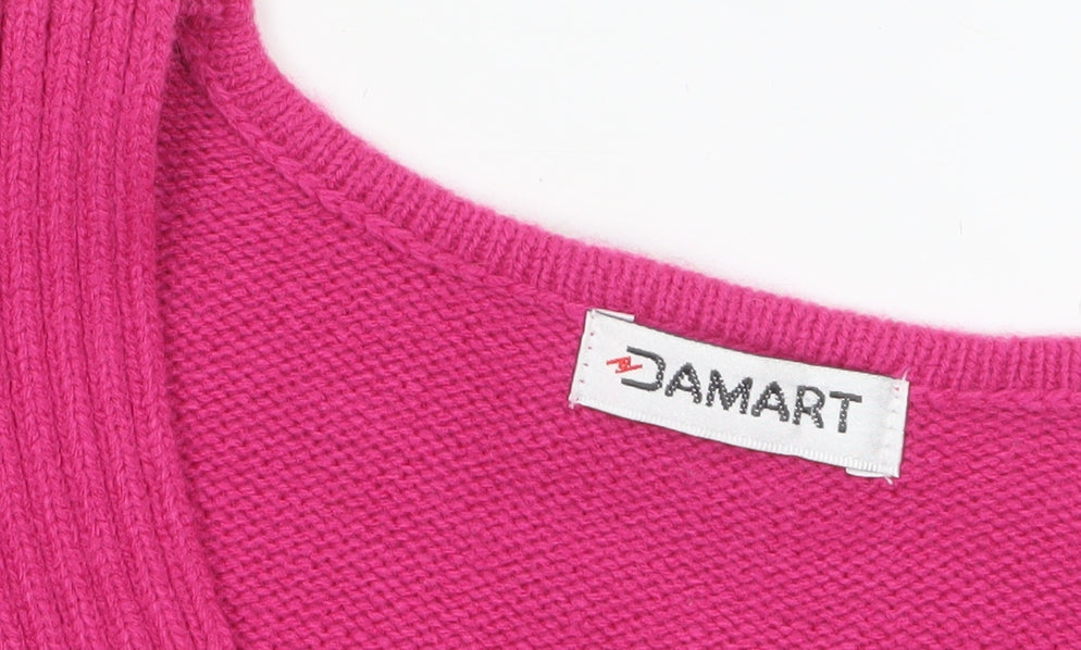 Damart Women’s Pink V-Neck Acrylic Jumper Size 10/12