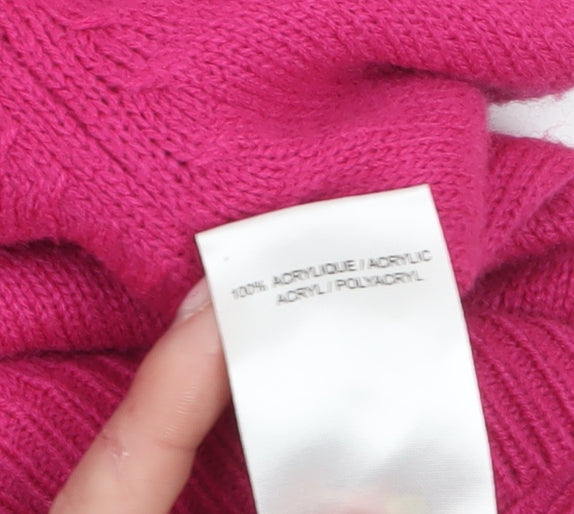 Damart Women’s Pink V-Neck Acrylic Jumper Size 10/12