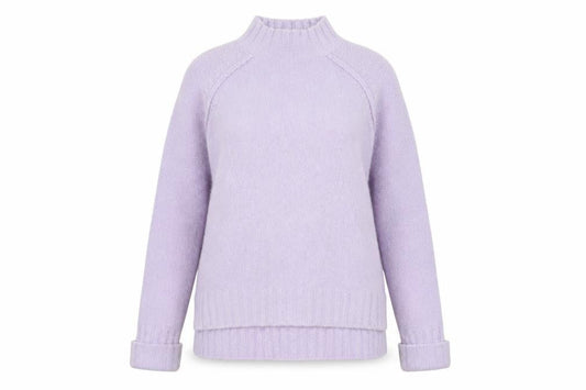 Phase Eight Women’s Purple Mock Neck Wool Blend Chunky Knit Jumper XS