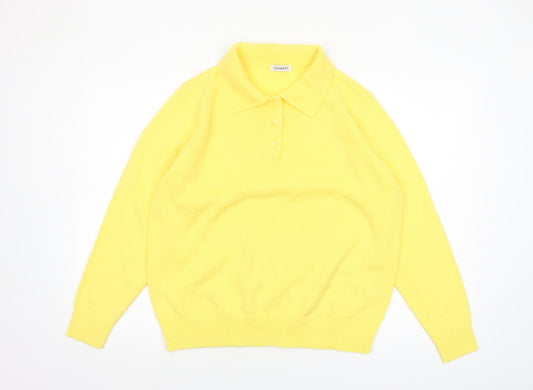 Damart Womens Yellow Collared Henley Knit Jumper Size 18/20