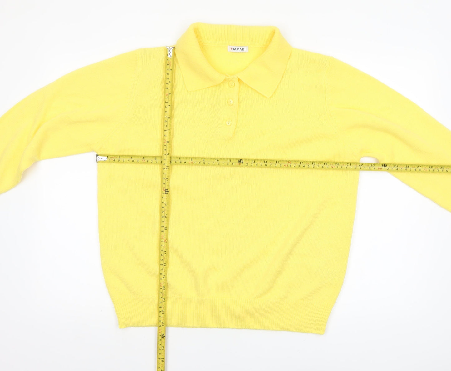 Damart Womens Yellow Collared Henley Knit Jumper Size 18/20