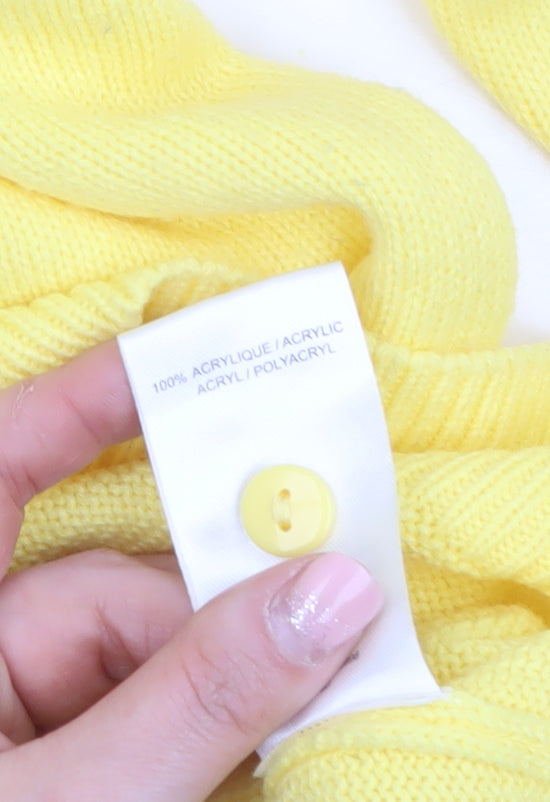 Damart Womens Yellow Collared Henley Knit Jumper Size 18/20
