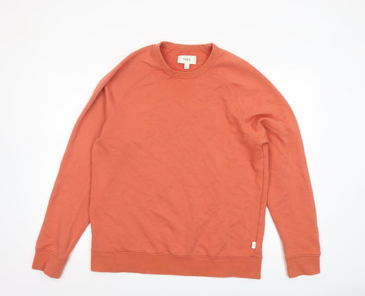 Marks and Spencer Men's Orange Crew Neck Cotton Sweatshirt M