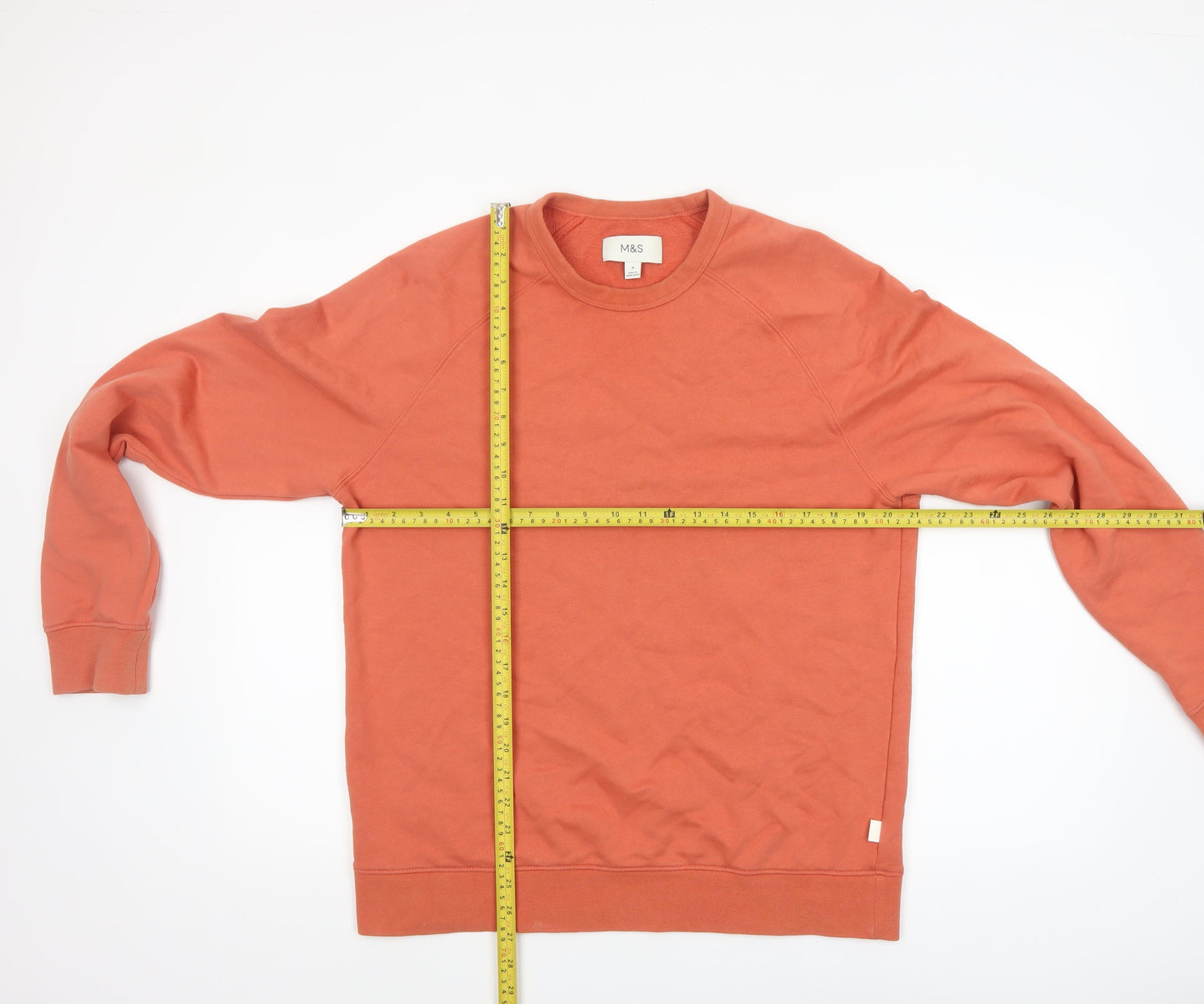 Marks and Spencer Men's Orange Crew Neck Cotton Sweatshirt M