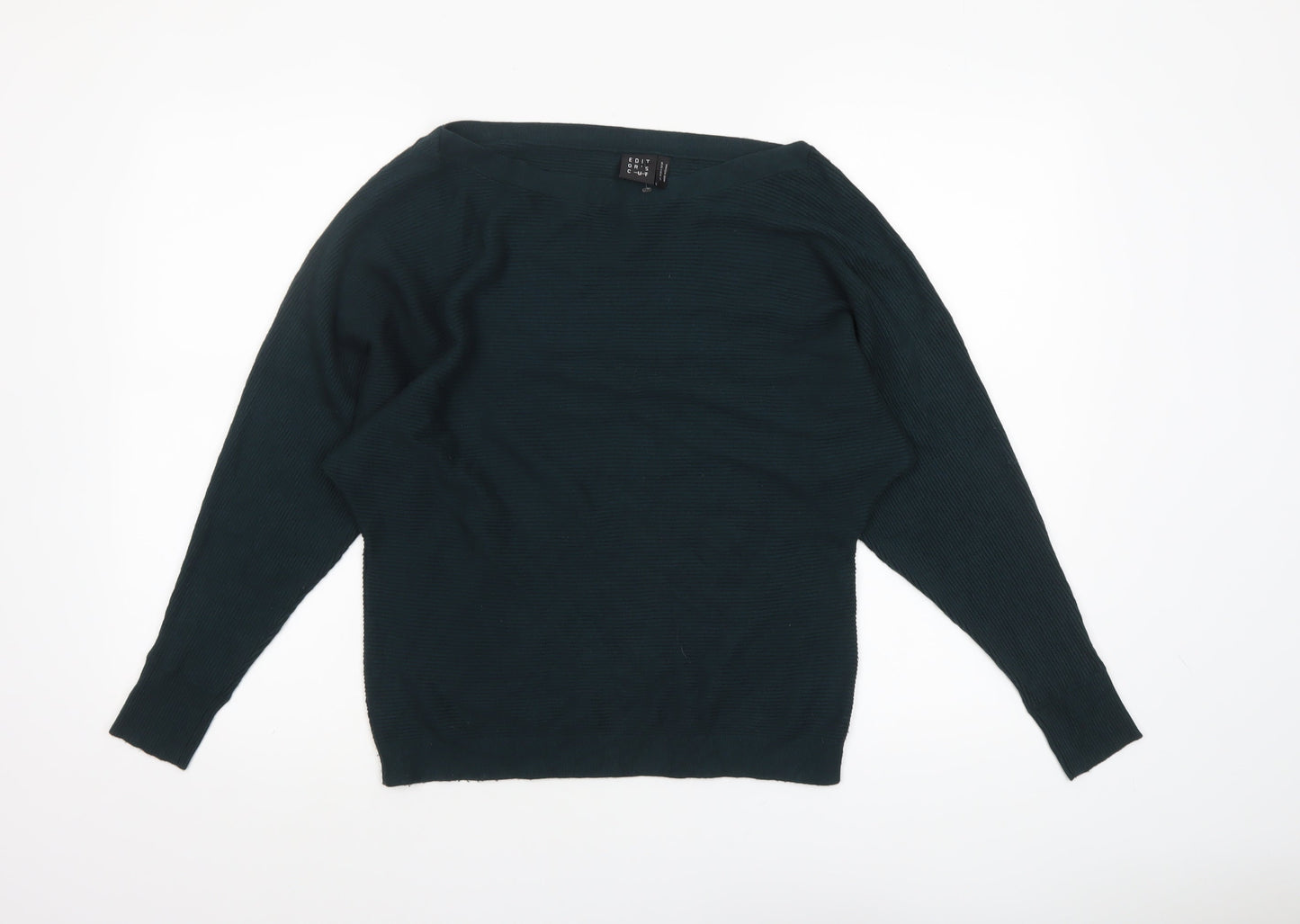Editor's Cut Women's Green Boat Neck Long Sleeve Pullover Jumper Size 10