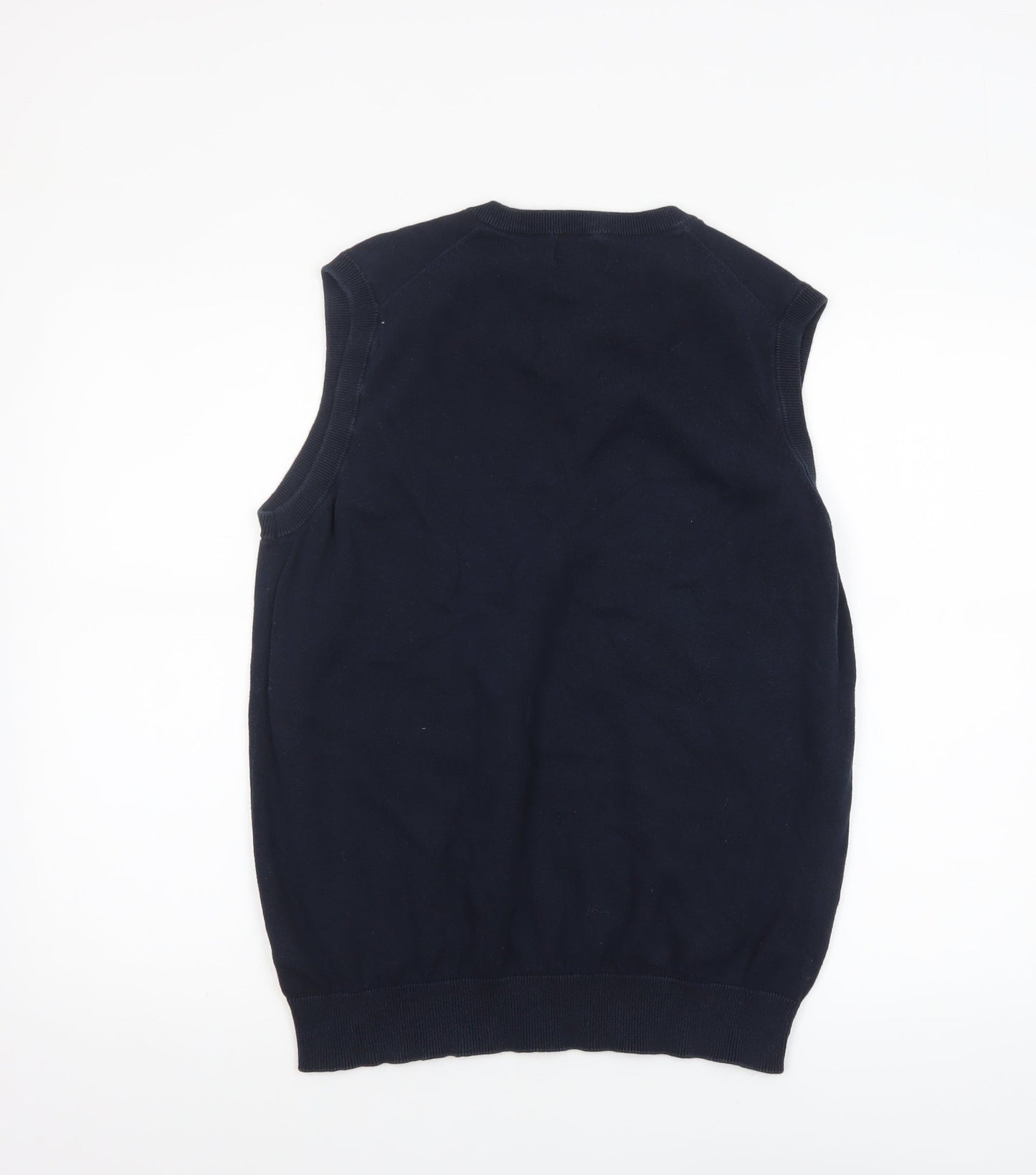 Lincoln Men's Blue Cotton V-Neck Sleeveless Vest Jumper M