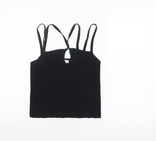 ZARA Women Black Tank Top Size 12 Camisole Knit Summer