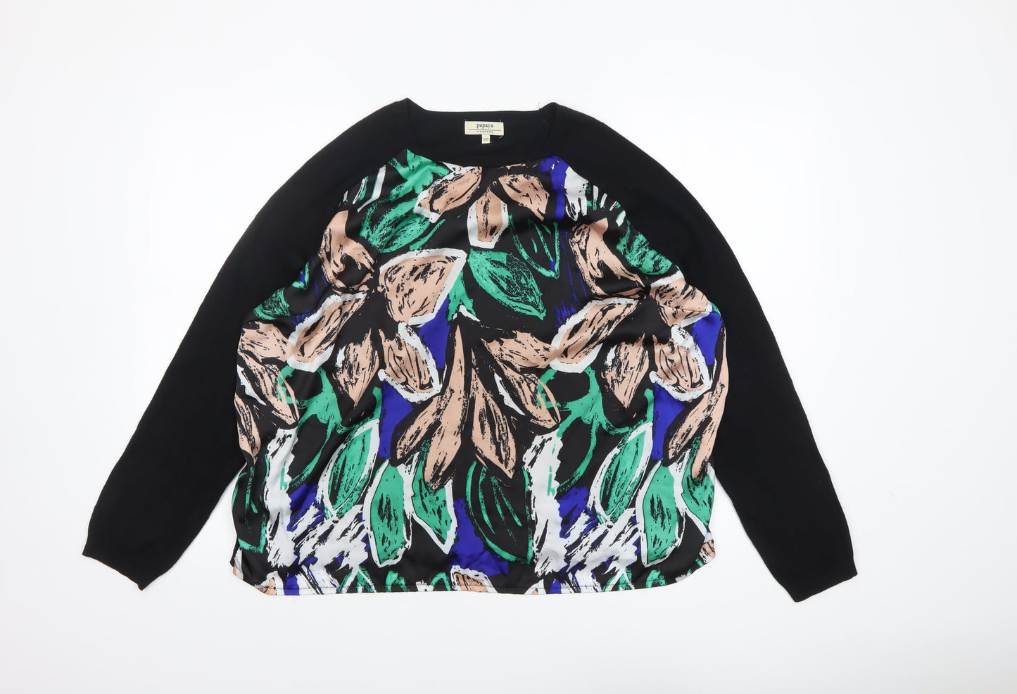 Papaya Women Multicoloured Floral Crew Neck Long Sleeve Pullover Jumper Size 20