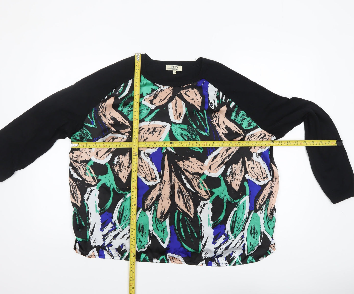 Papaya Women Multicoloured Floral Crew Neck Long Sleeve Pullover Jumper Size 20