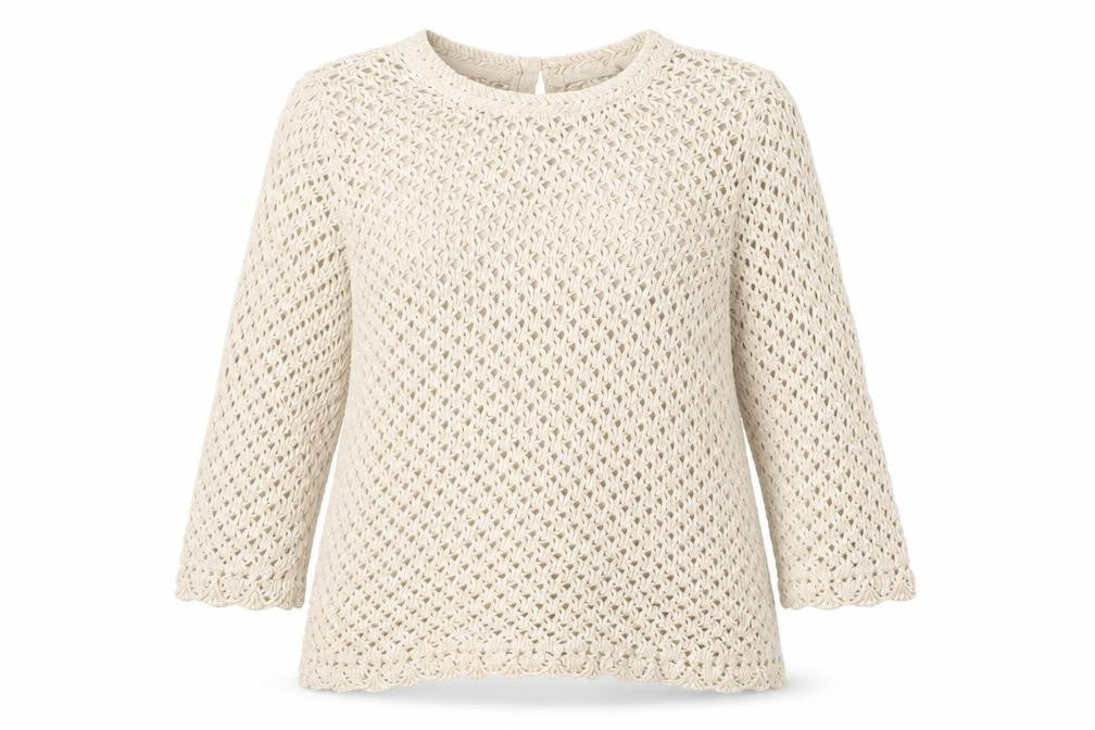 Fat Face Women's Beige Open-Knit Cotton Jumper Size 16