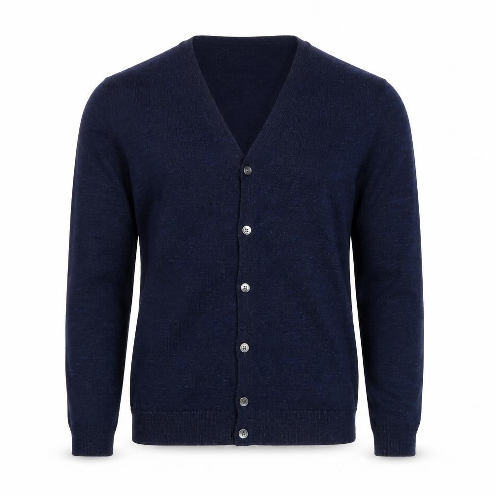 Next Men's Blue Cotton V-Neck Cardigan Size S Long Sleeve Knit