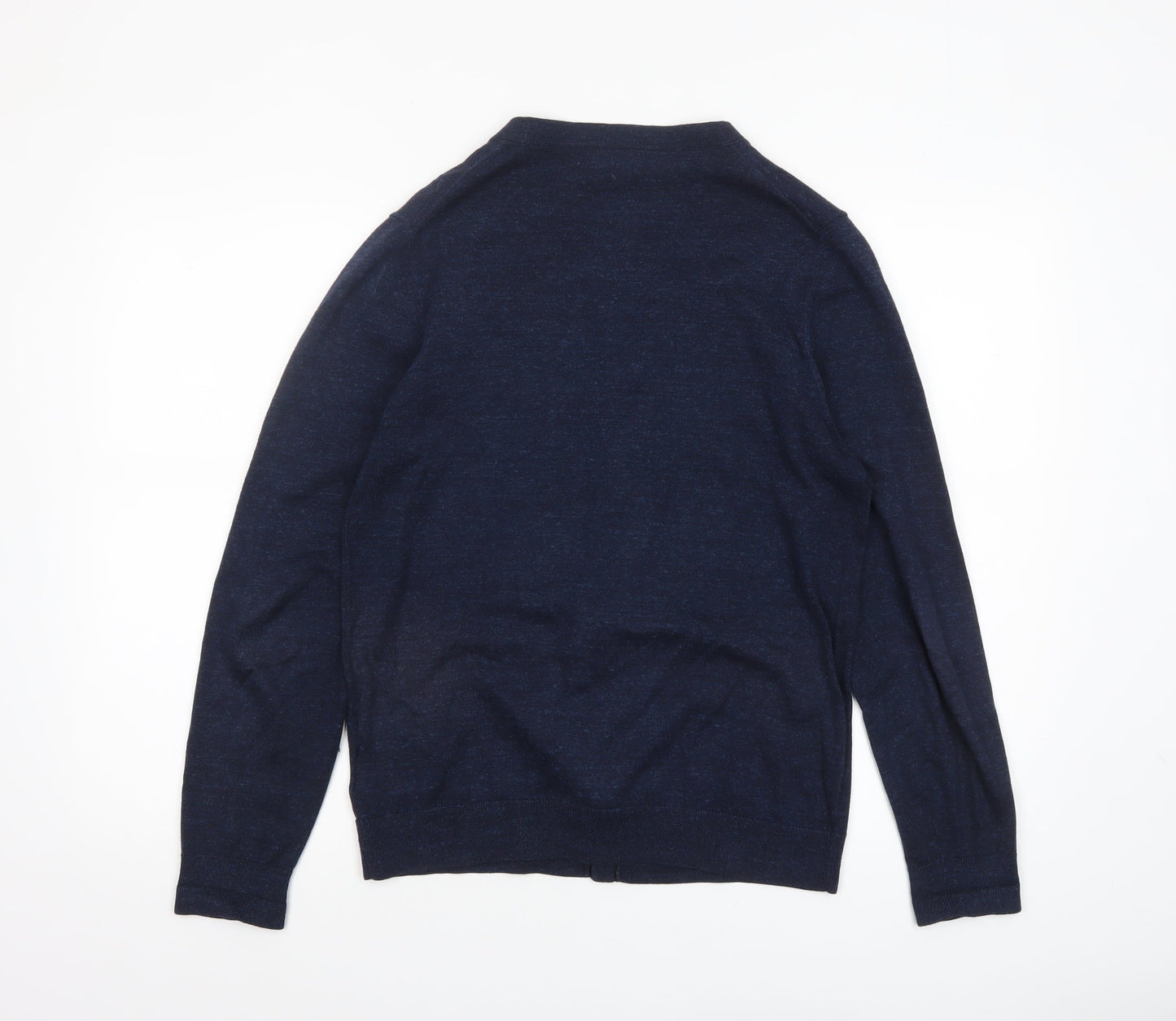 Next Men's Blue Cotton V-Neck Cardigan Size S Long Sleeve Knit