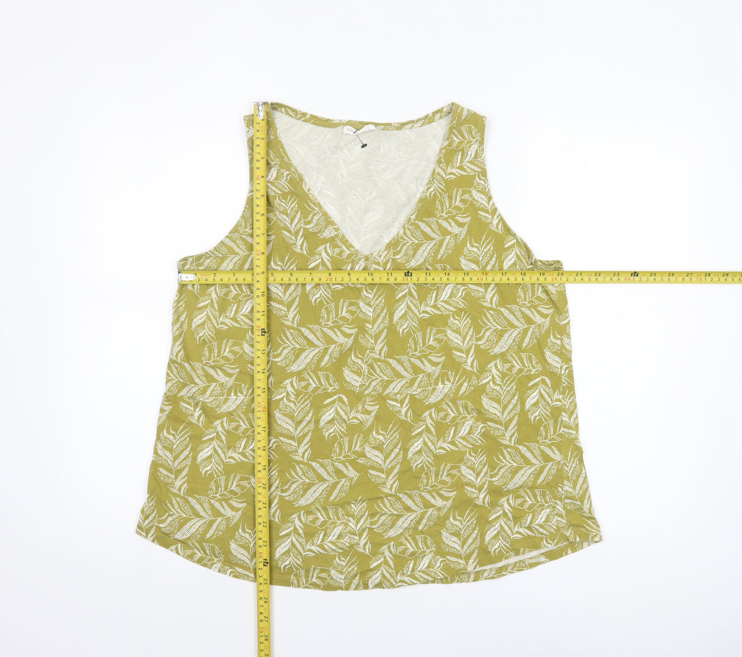 Encuentro Womens Green Leaf Print Cotton Sleeveless Tank Top XXL