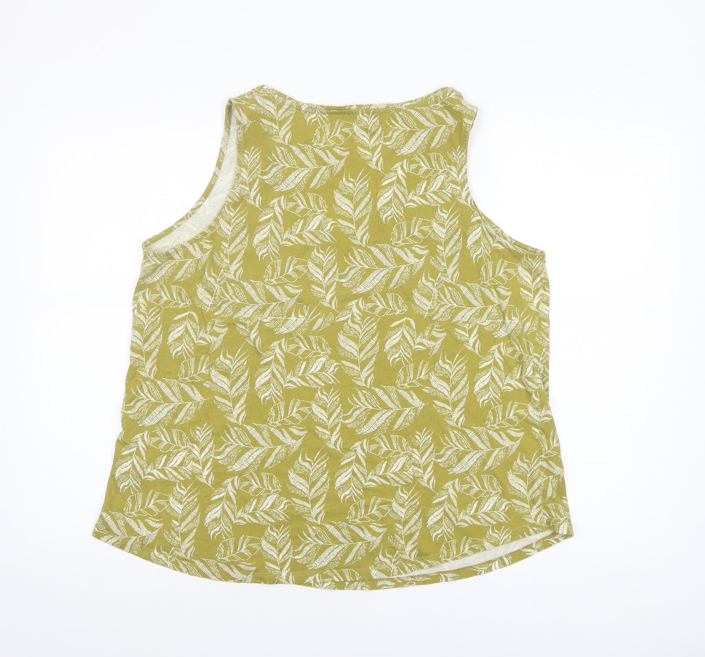 Encuentro Womens Green Leaf Print Cotton Sleeveless Tank Top XXL