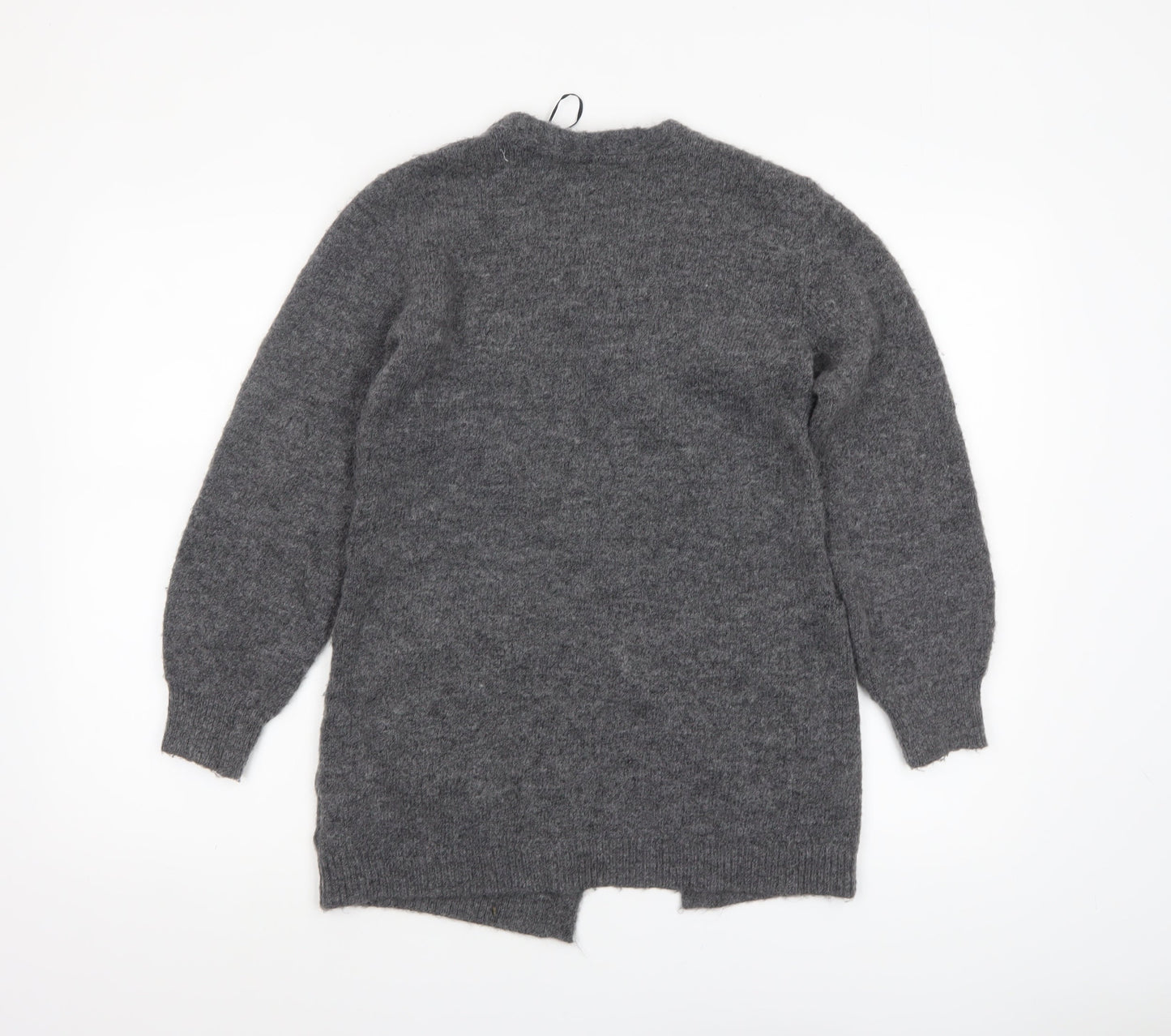 H&M Girls Grey Long Sleeve Open Front Cardigan 9-10 Years Wool Blend