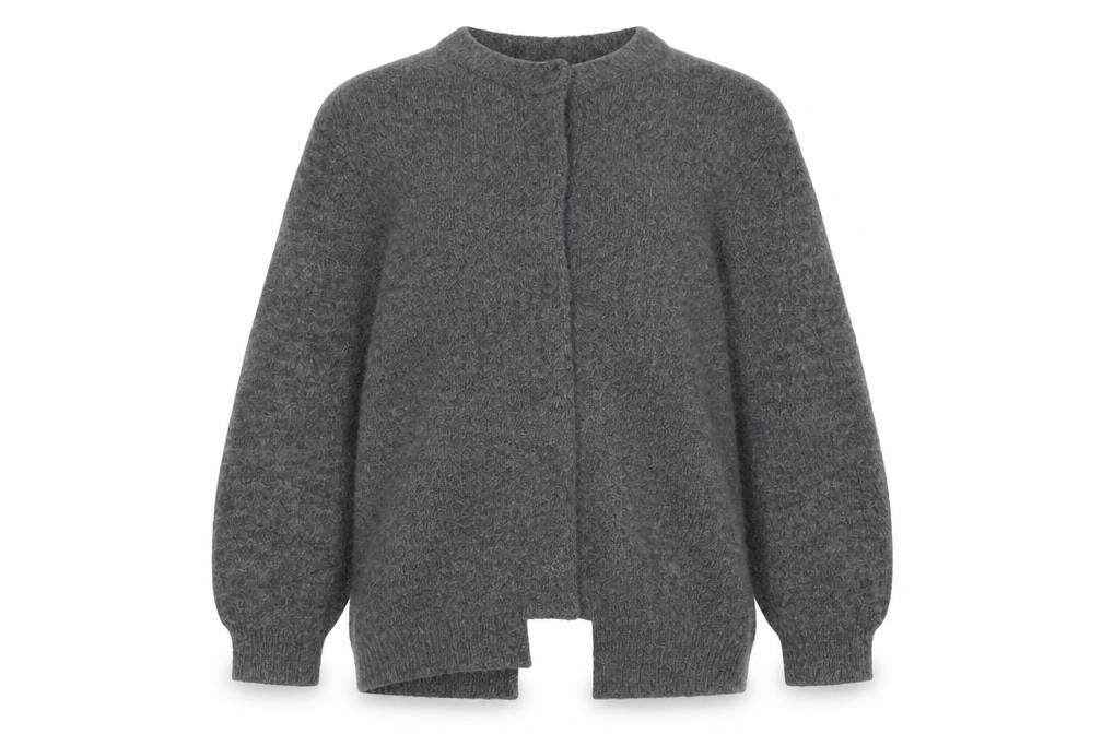H&M Girls Grey Long Sleeve Open Front Cardigan 9-10 Years Wool Blend