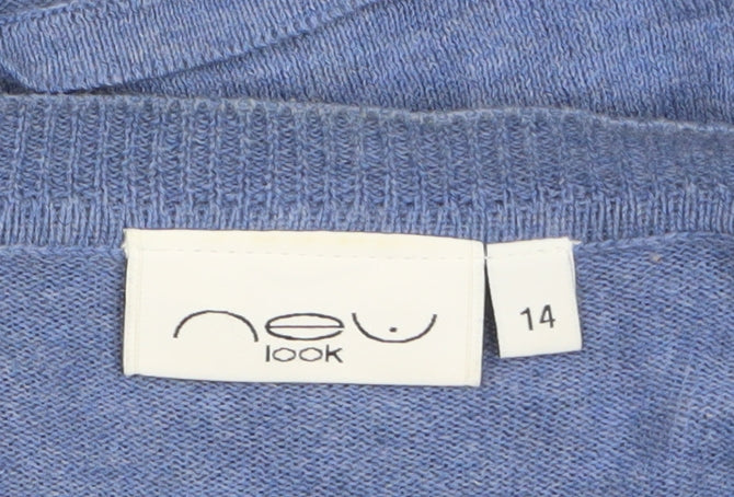 New Look Women's Blue Cotton Wrap V-Neck Jumper Size 14