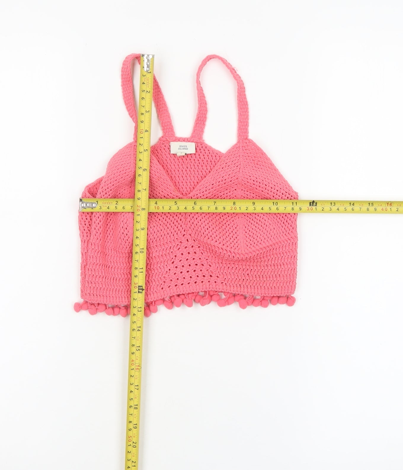 River Island Women’s Pink Crochet Camisole Tank Top Size 8