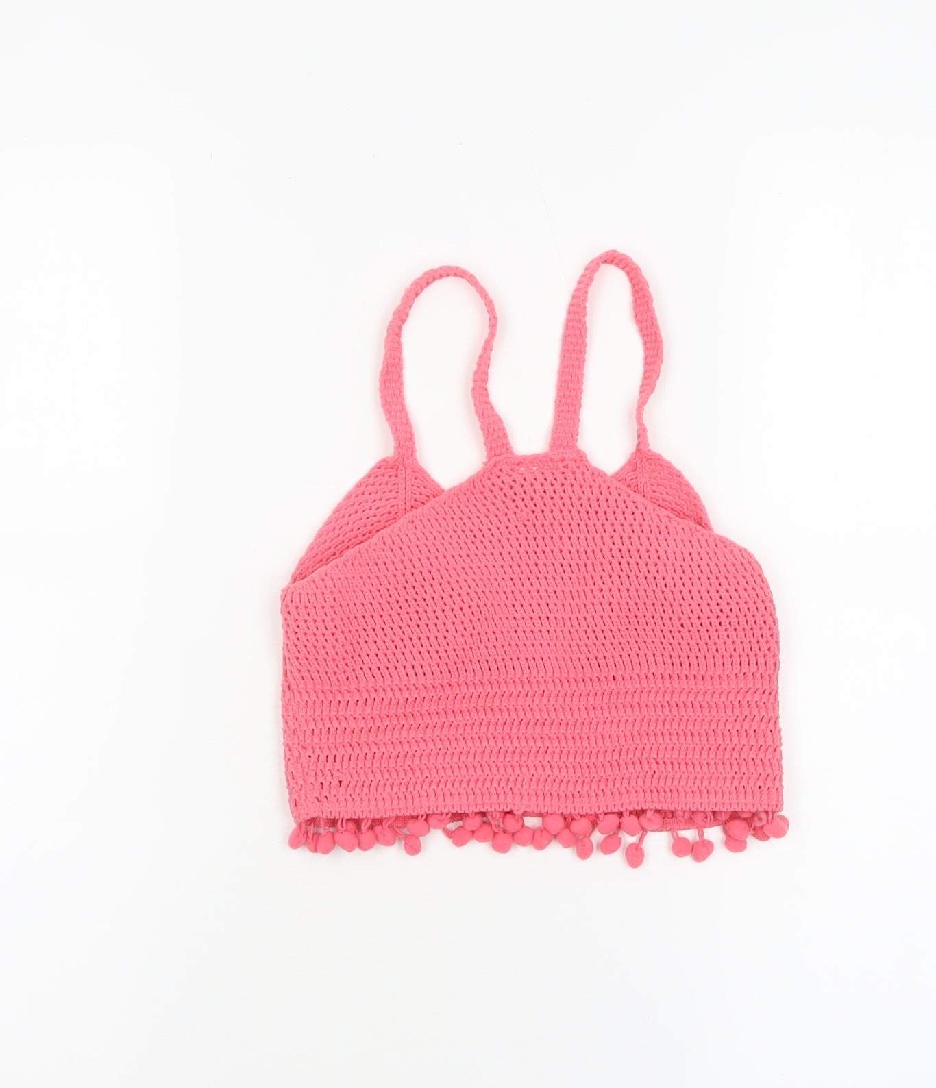 River Island Women’s Pink Crochet Camisole Tank Top Size 8