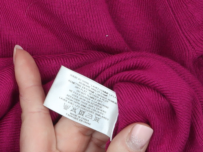 Precis Petite Women's Pink Scoop Neck Button Detail Jumper Size M