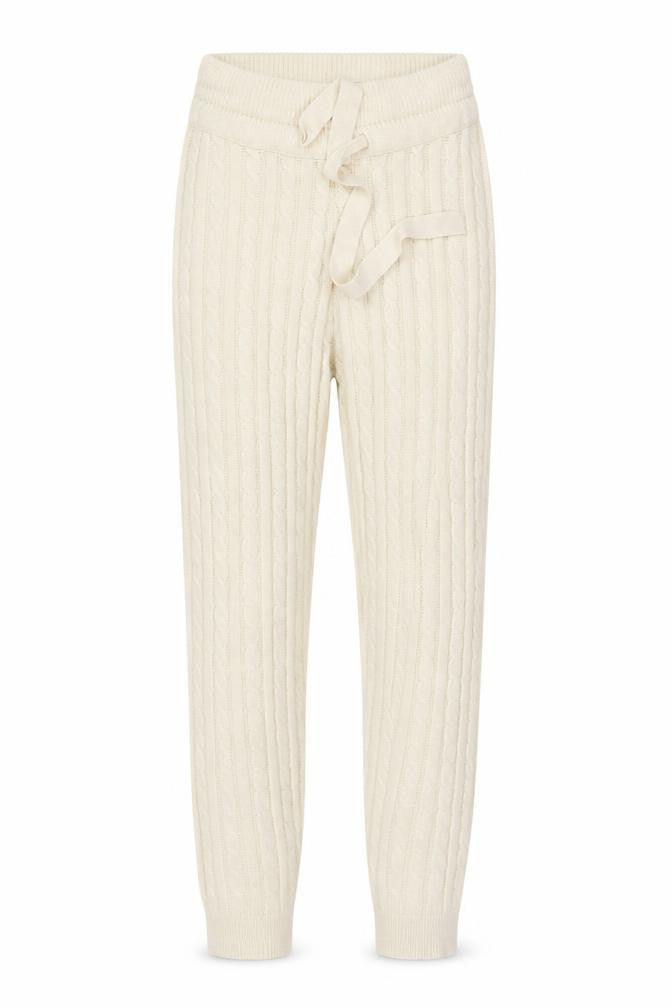 Misspap Women’s Beige Cable Knit Drawstring Jogger Trousers M