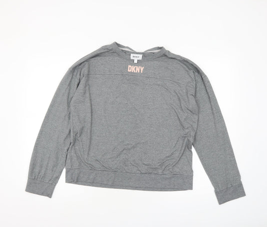 DKNY Women Grey Long Sleeve Crew Neck Jersey T-Shirt M