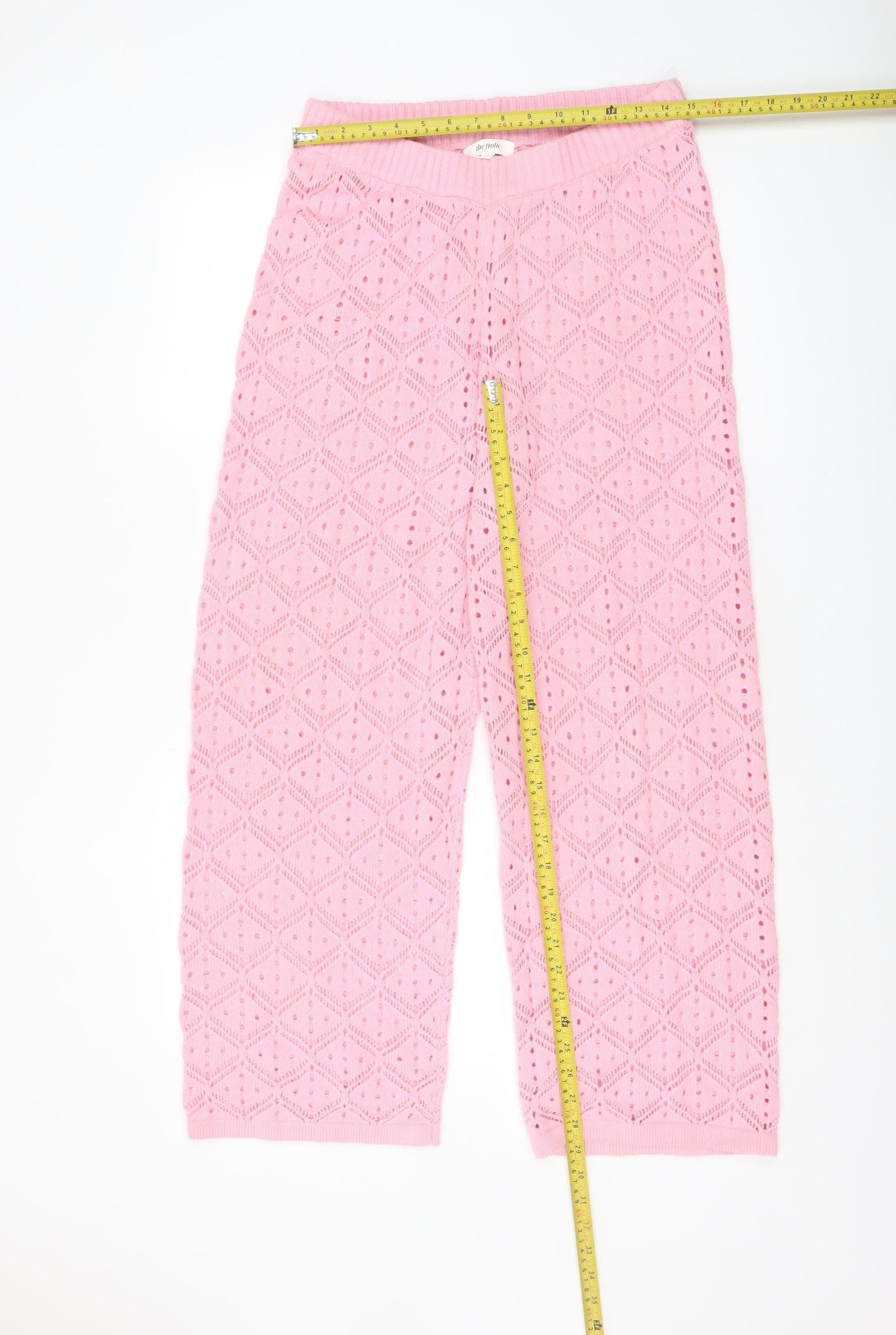 The Frolic Womens Pink Knit Cropped Trousers Size 14
