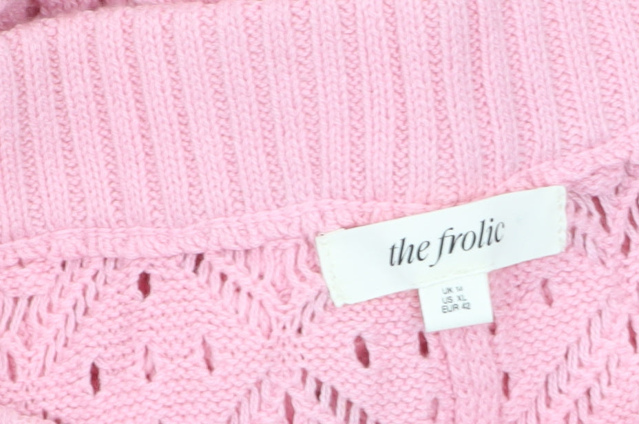 The Frolic Womens Pink Knit Cropped Trousers Size 14