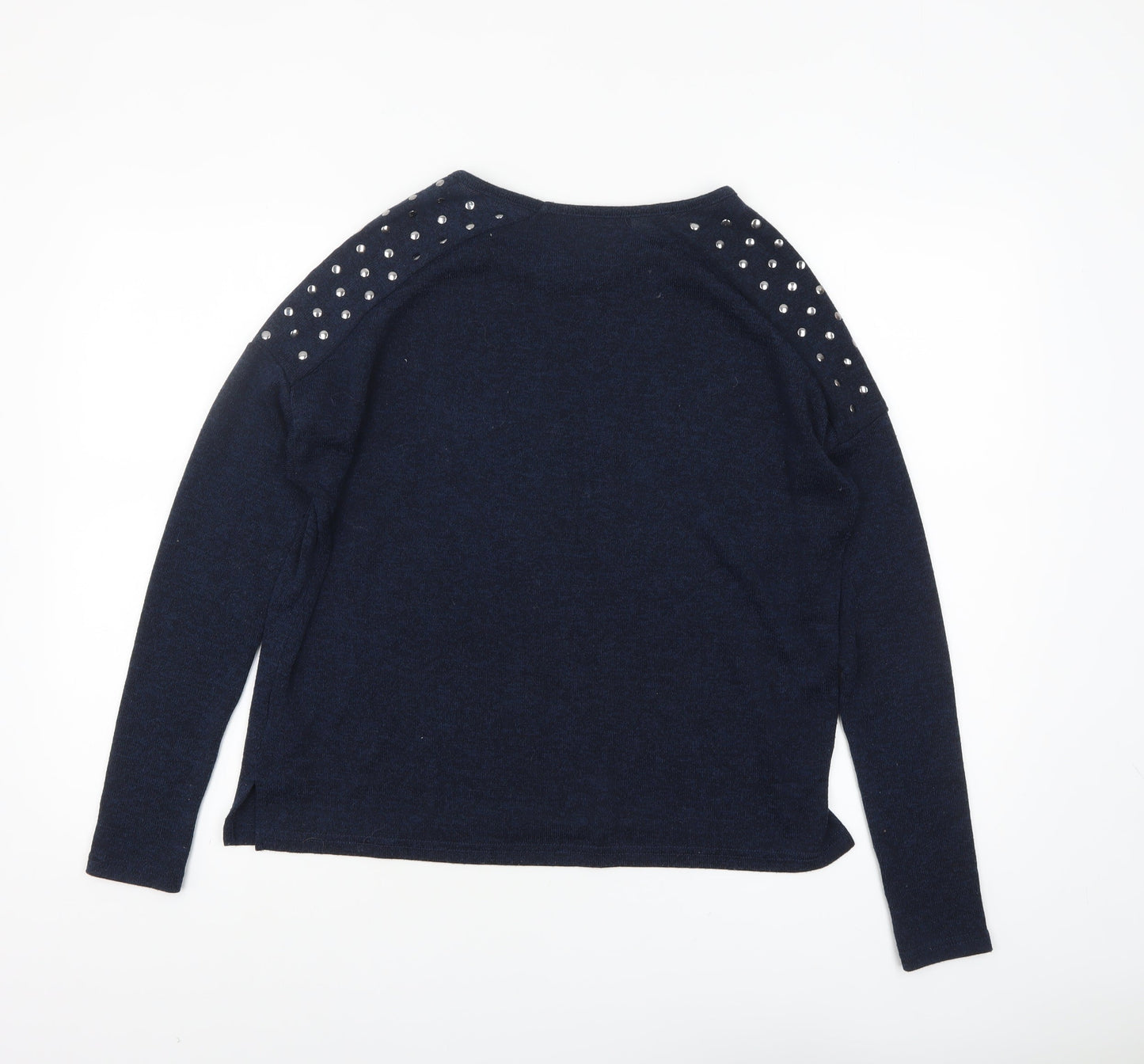 New Look Womens Blue Studded Shoulder Long Sleeve Pullover Jumper Size 10