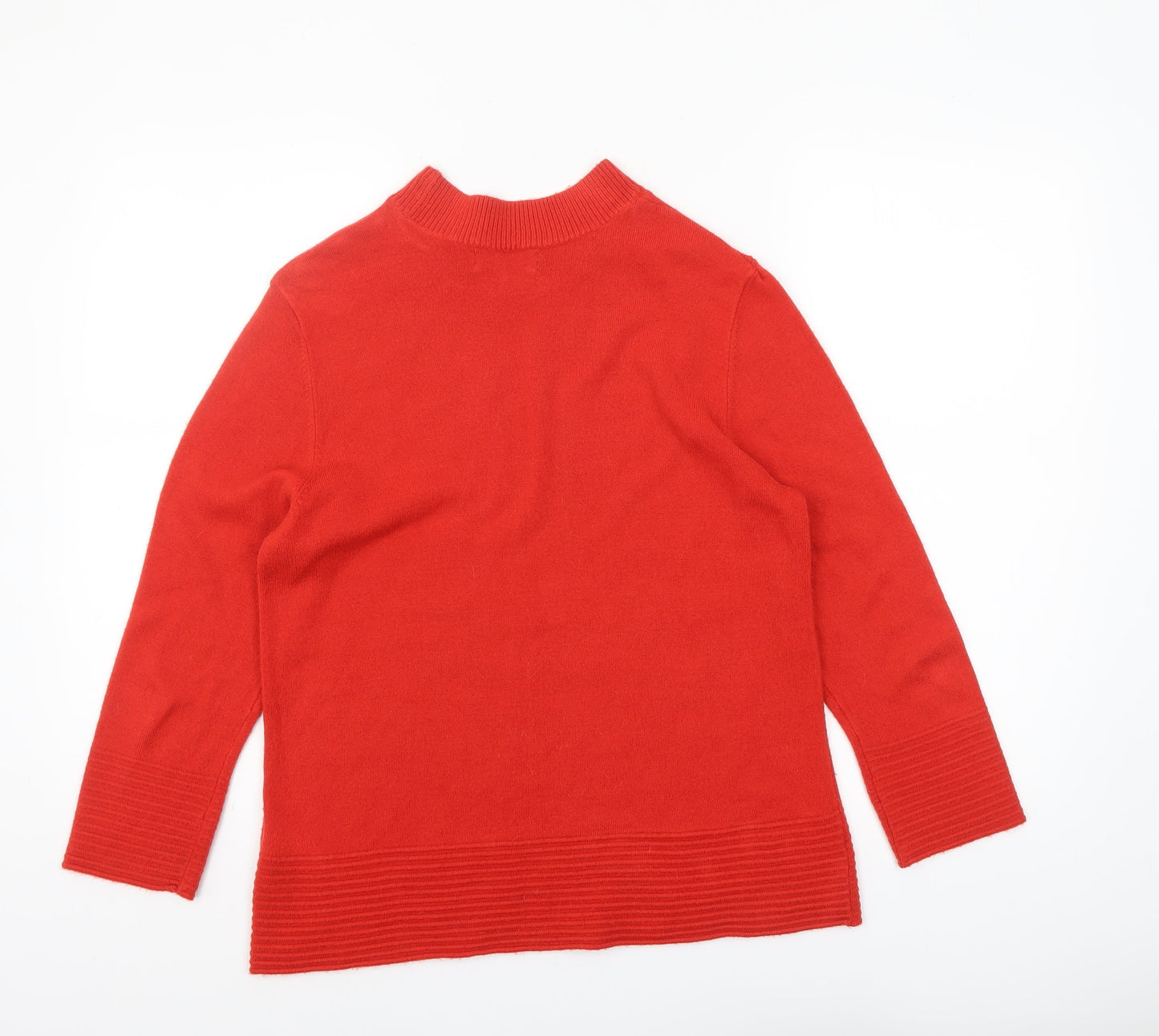 Marks and Spencer Women’s Red Mock Neck Button Pullover Jumper Size 14